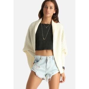 Noisy May Long Sleeve Knit Cardigan In White Asparagus Size S